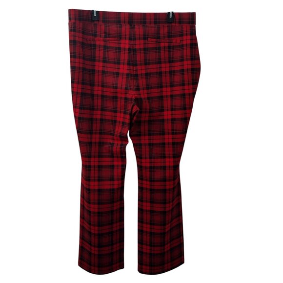 Iman: Red, Black Plaid Flare Leg Pants, Size 2XT - Picture 2 of 6